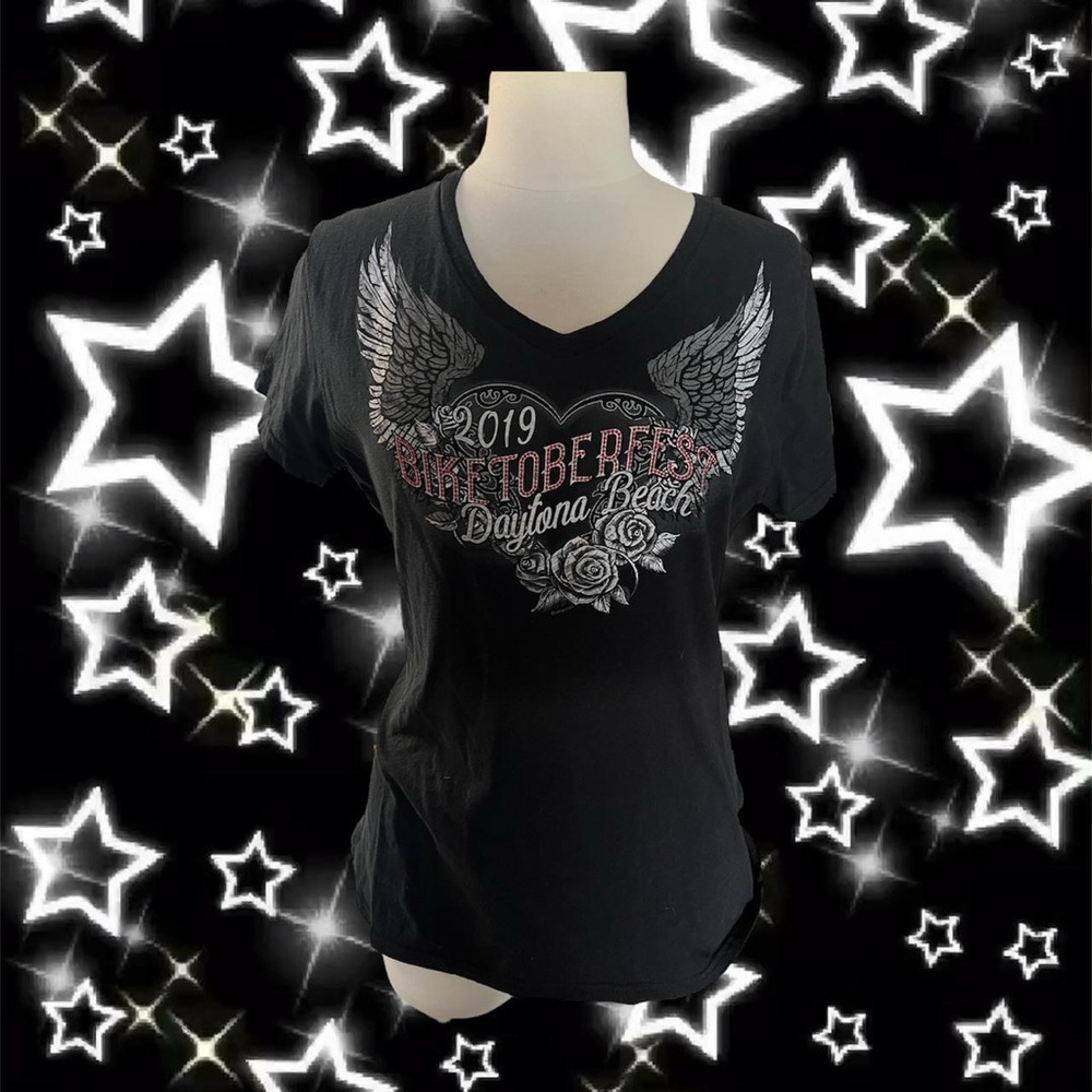Y2K Biker Style tee with angel wings, 2019 Daytona Bike week